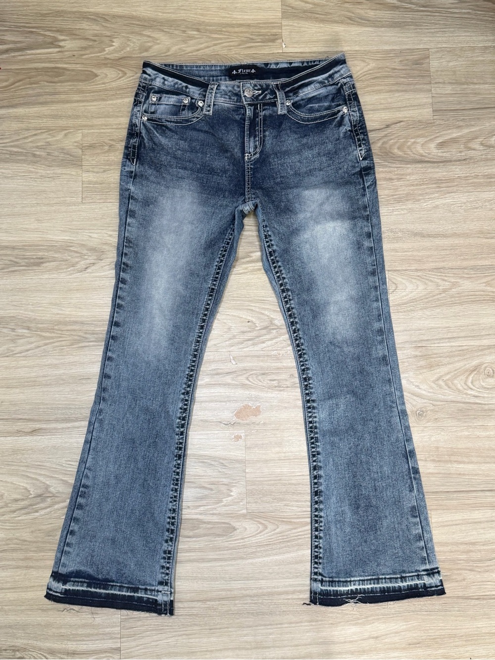 Fleur by Miss Me Y2K Western Bling Fleur De Lis Embellished Bootcut Jeans